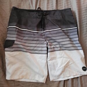 O'Neill Black and White Hybrid Shorts with Modern Stripes